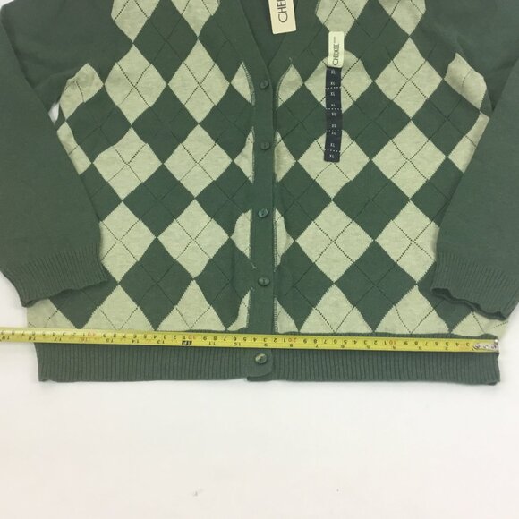 (NWT) Cherokee Green Argyle Button-up Sweater - Picture 6 of 11